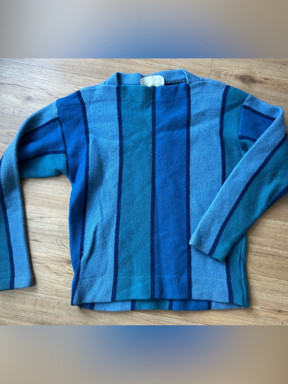 Vintage 1970s 60s Iceland by Jersey Modellar Sweden 100% Wool Blue Sweater